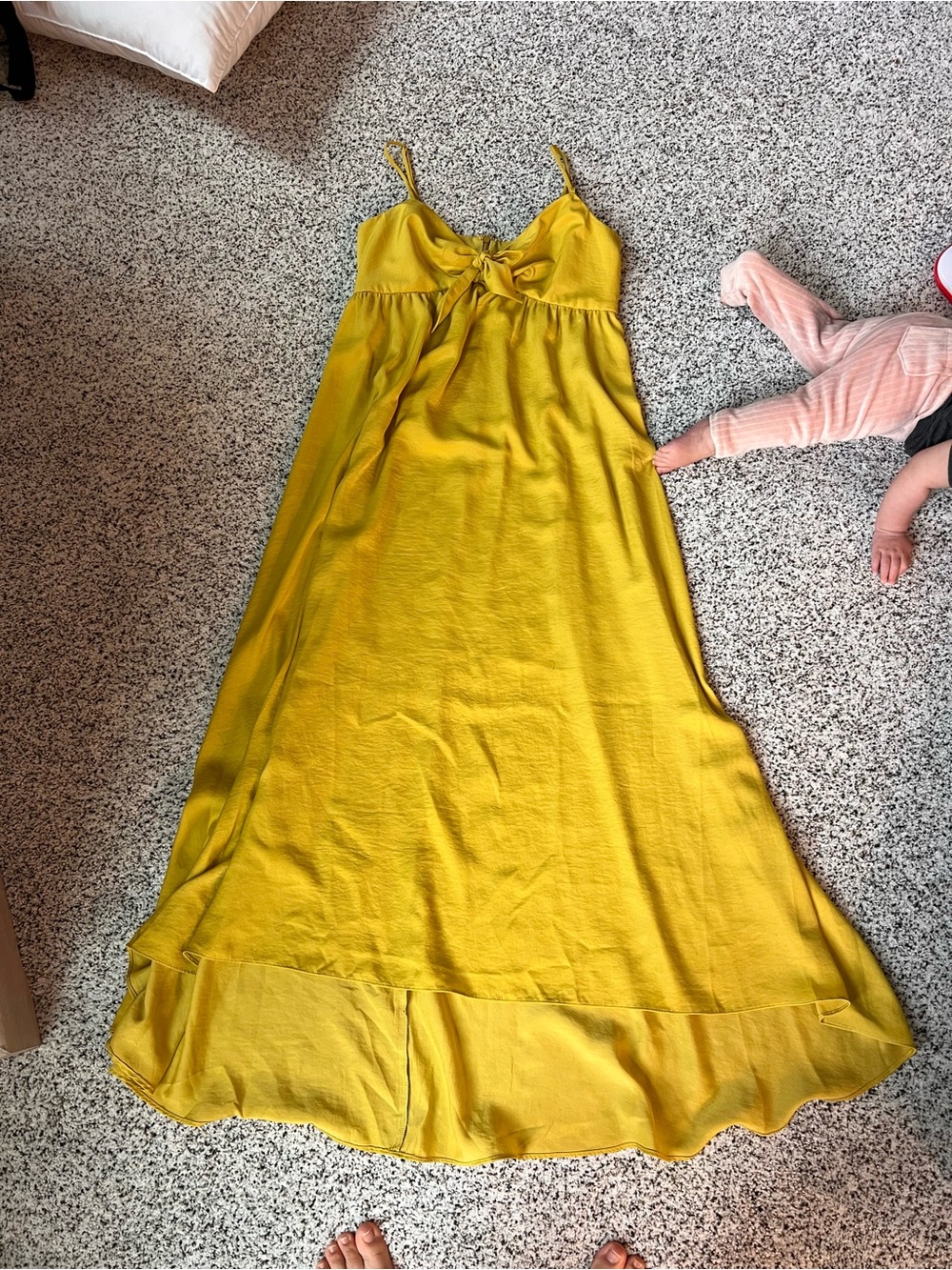 Calvin Klein Mustard Yellow Spaghetti Strap Dress